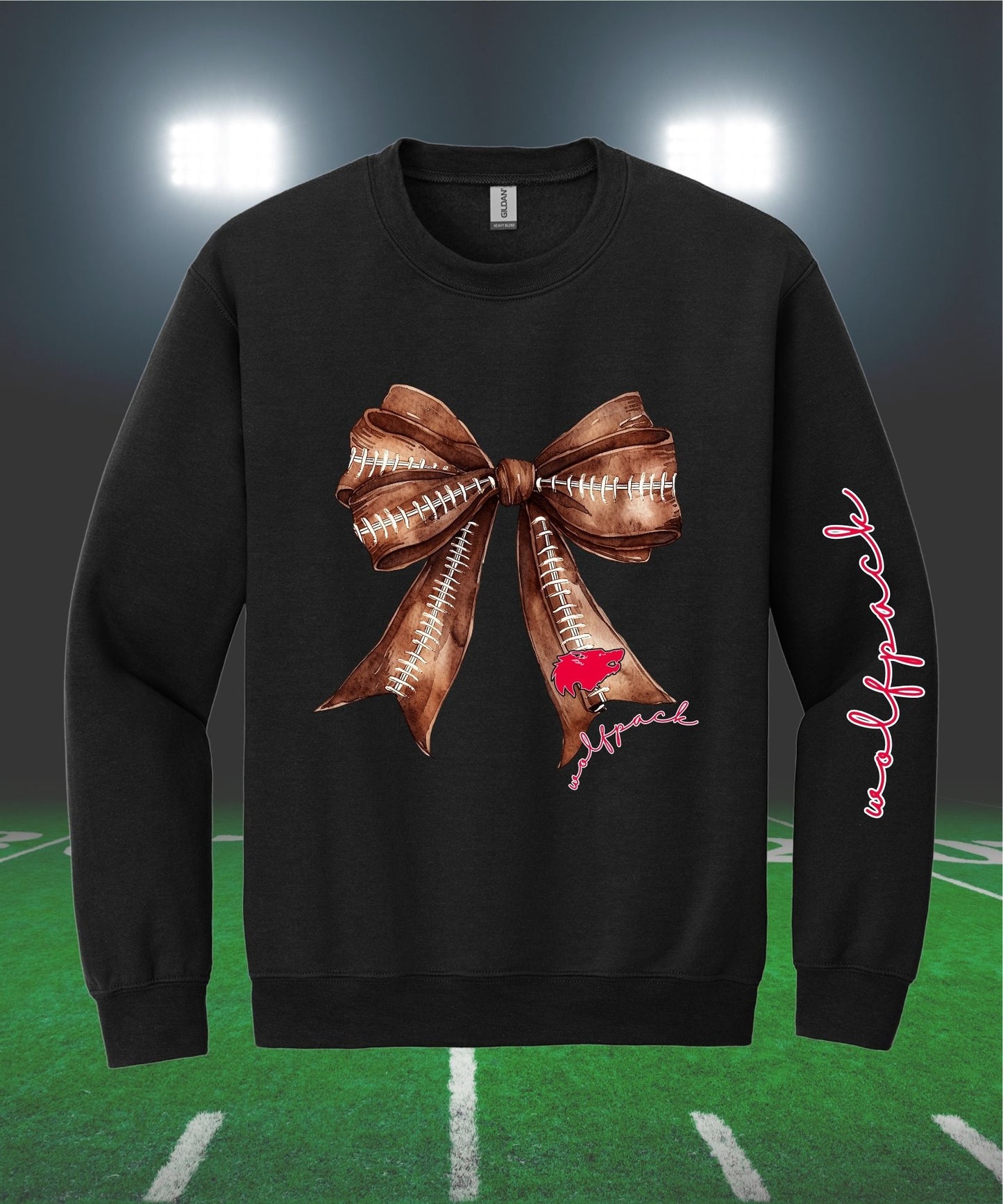 Wolfpack Football Bow Sweatshirt