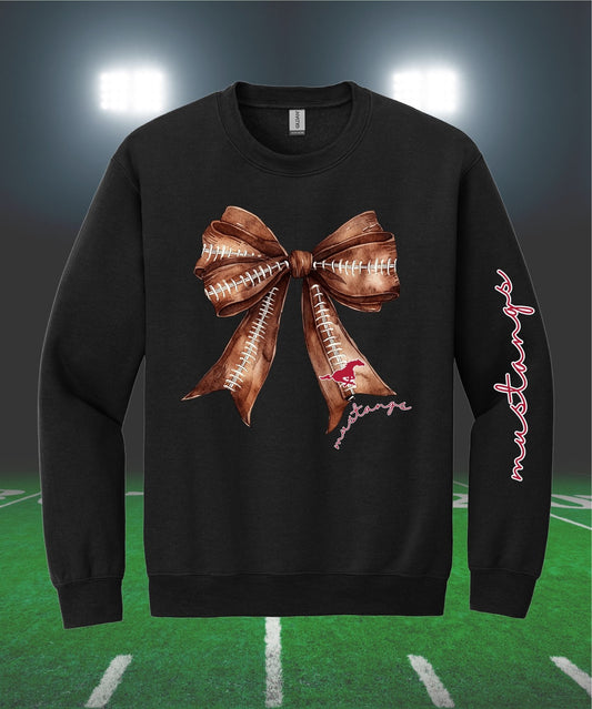 Mustangs Football Bow Sweatshirt