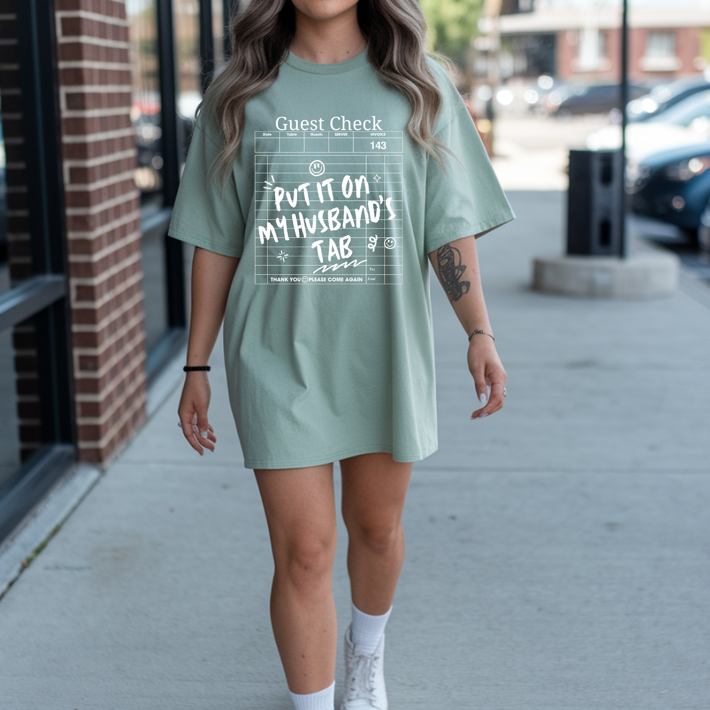 Put it on my Husbands Tab T-Shirt Sage