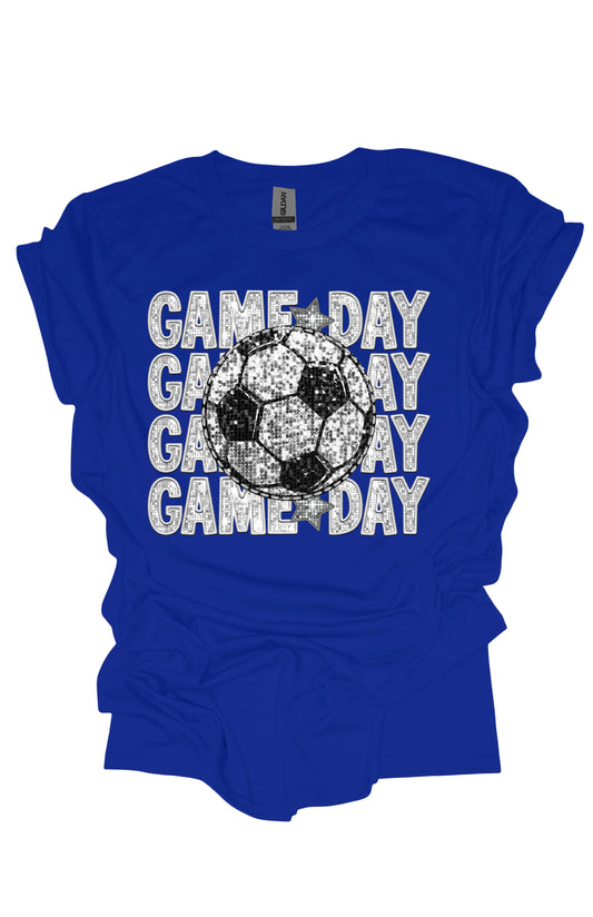 Faux embroidery game day soccer